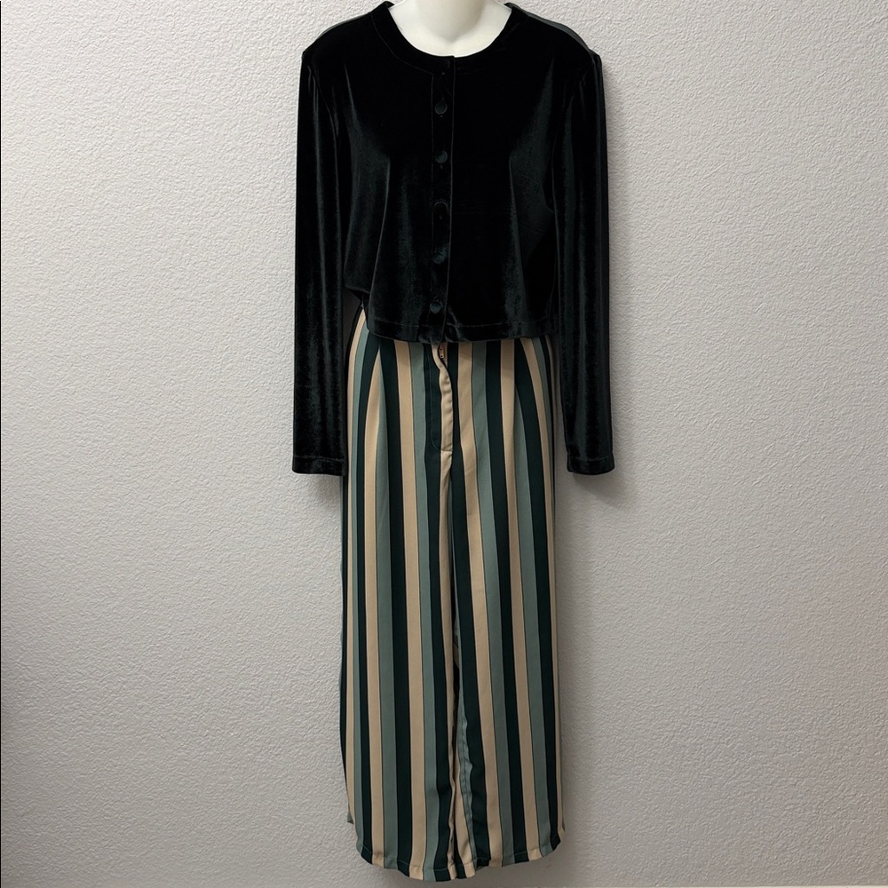 Coldwater Creek Dark Green Velvet Cardigan Size 8